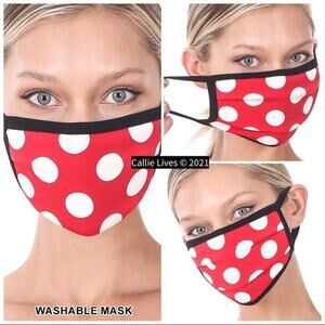 Red Polka Dot Washable Cotton Facemask NWT Survivor Face Masks Unisex OSFA